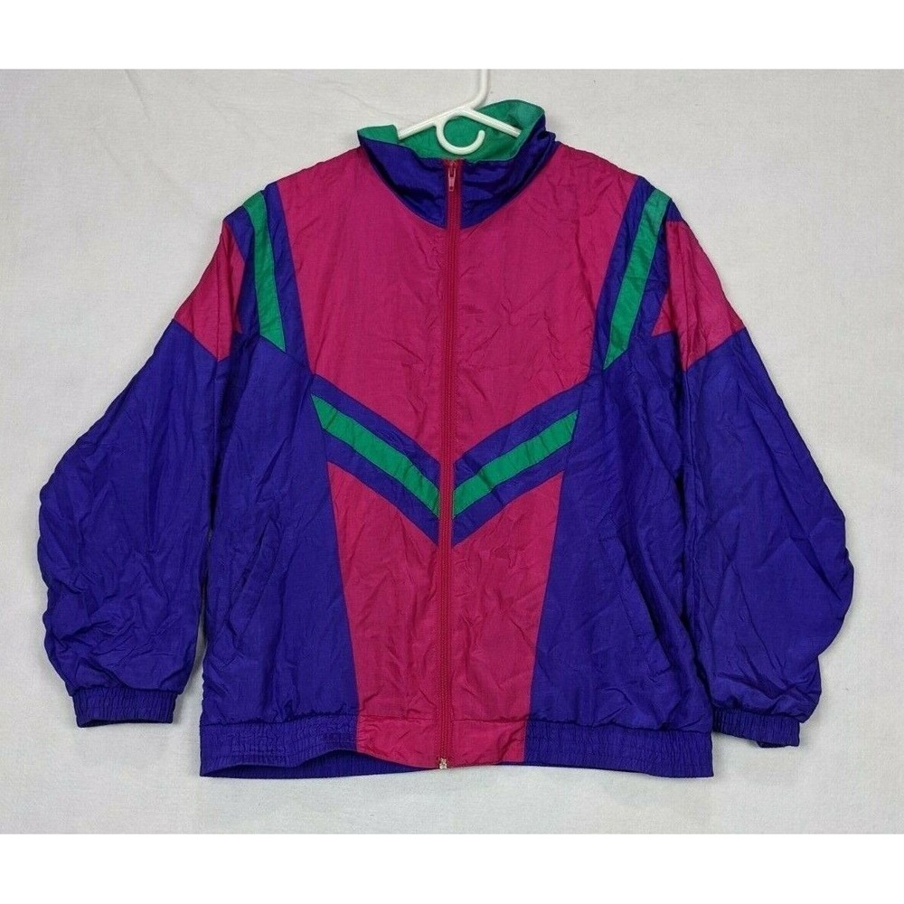 Bocoo Womens Jacket Size Large Zipper Nylon Shell Purple Pink Green
